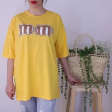 تیشرت زنانه لانگ طرح M & M مدل TL22109