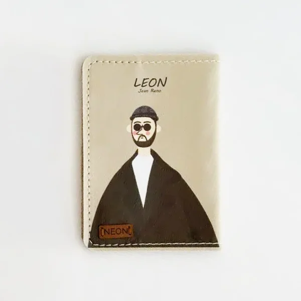 کاور پاسپورت و شناسنامه فانتزی چرم نئون مدل PC112 طرح لئون