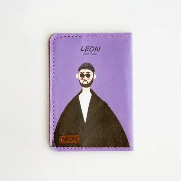 کاور پاسپورت و شناسنامه فانتزی چرم نئون مدل PC112 طرح لئون