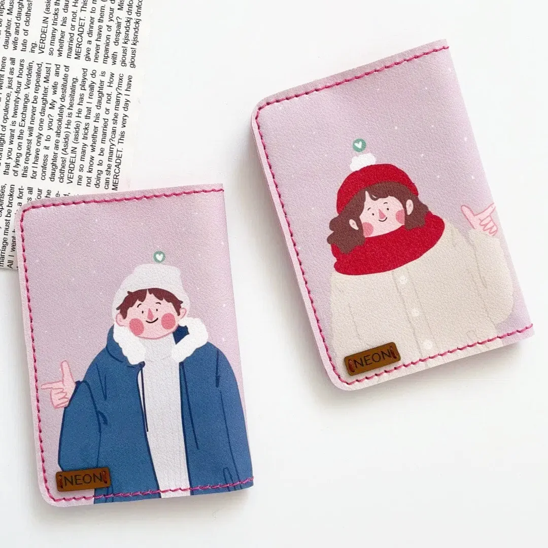 کاور پاسپورت و شناسنامه فانتزی دو نفره چرم نئون مدل PC201