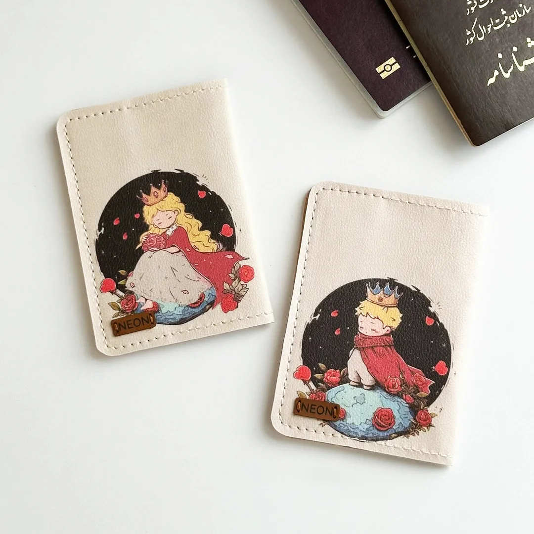 کاور پاسپورت و شناسنامه فانتزی دو نفره چرم نئون مدل PC206