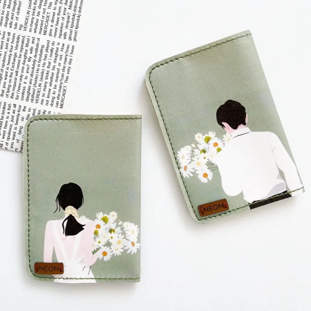 کاور پاسپورت و شناسنامه فانتزی دو نفره چرم نئون مدل PC207