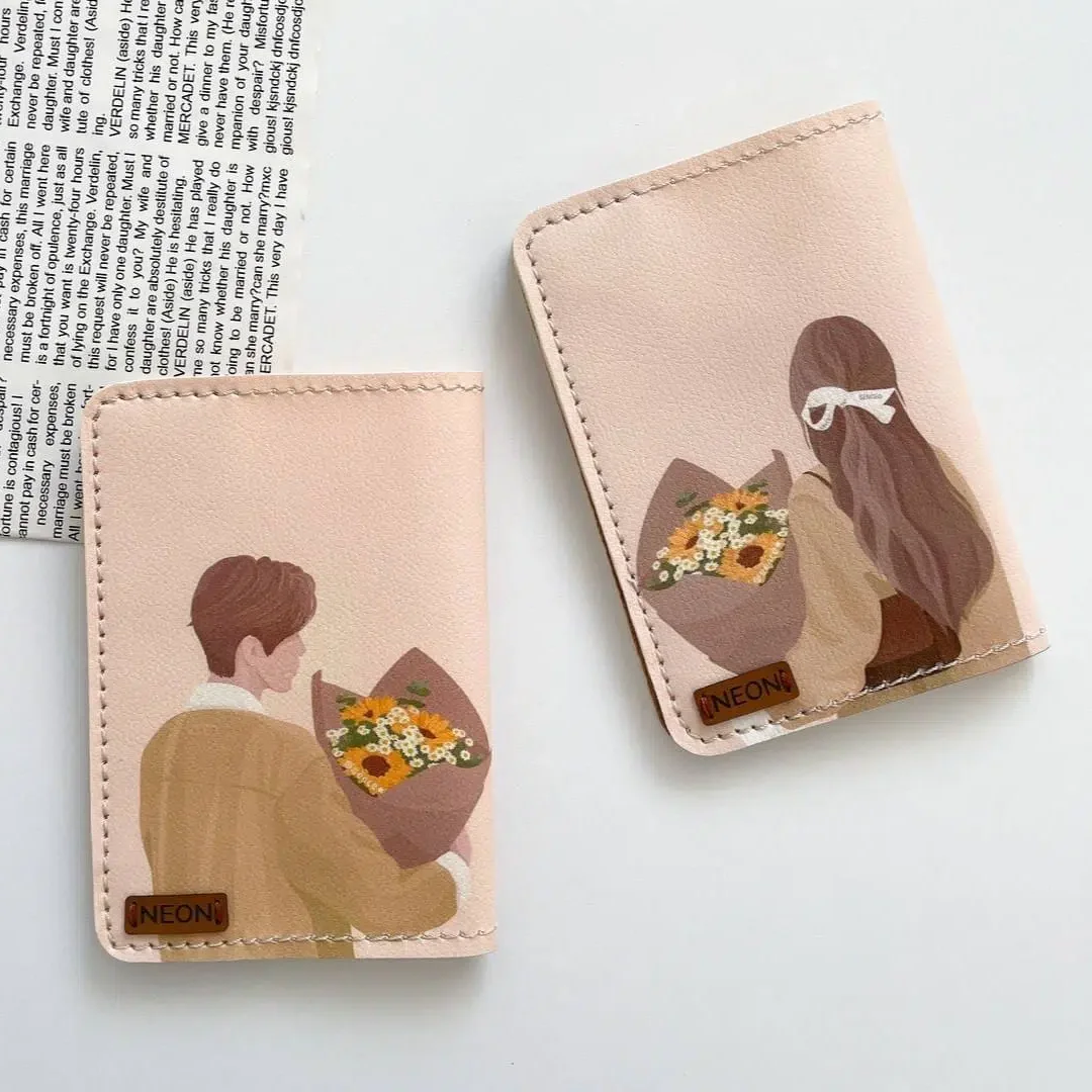 کاور پاسپورت و شناسنامه فانتزی دو نفره چرم نئون مدل PC208