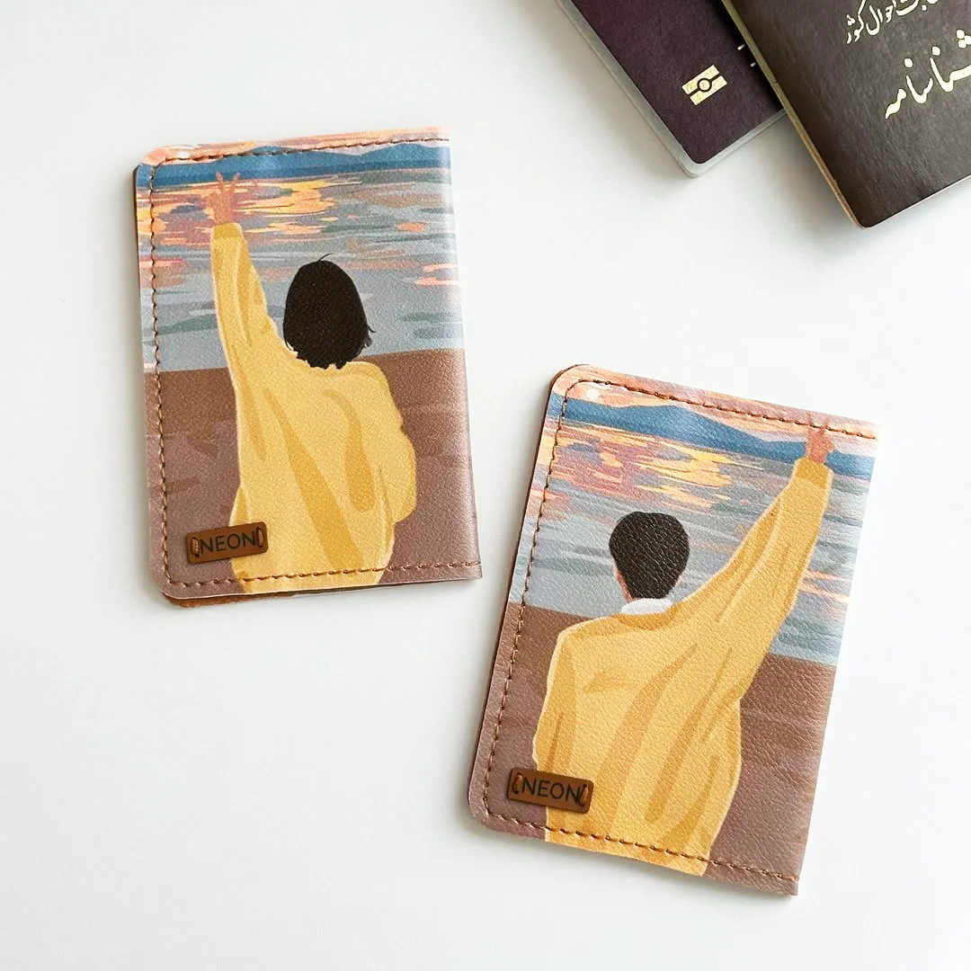 کاور پاسپورت و شناسنامه فانتزی دو نفره چرم نئون مدل PC210
