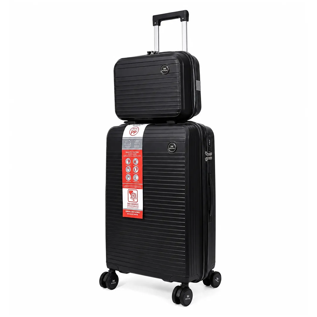 چمدان Monza مدل M-077-PP-SX سایز کوچک به همراه چمدان لوازم آرایشی