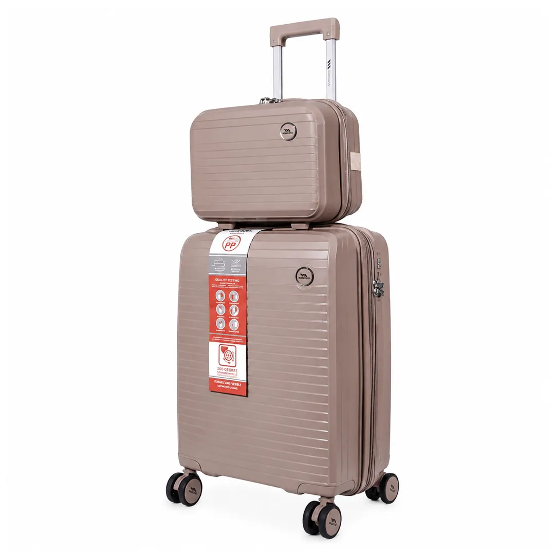 چمدان Monza مدل M-077-PP-SX سایز کوچک به همراه چمدان لوازم آرایشی