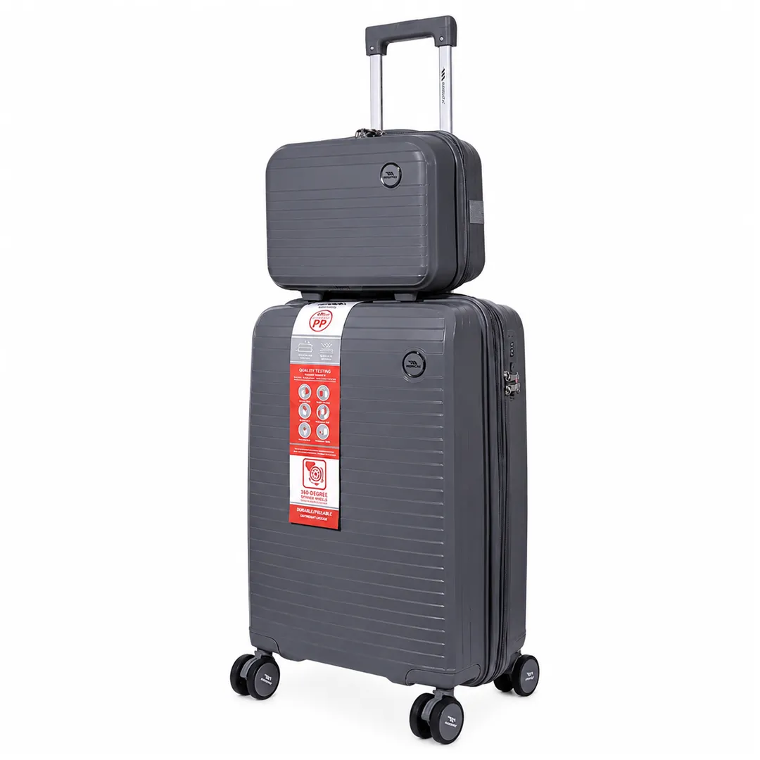چمدان Monza مدل M-077-PP-SX سایز کوچک به همراه چمدان لوازم آرایشی