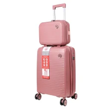 چمدان Monza مدل M-077-PP-SX سایز کوچک به همراه چمدان لوازم آرایشی