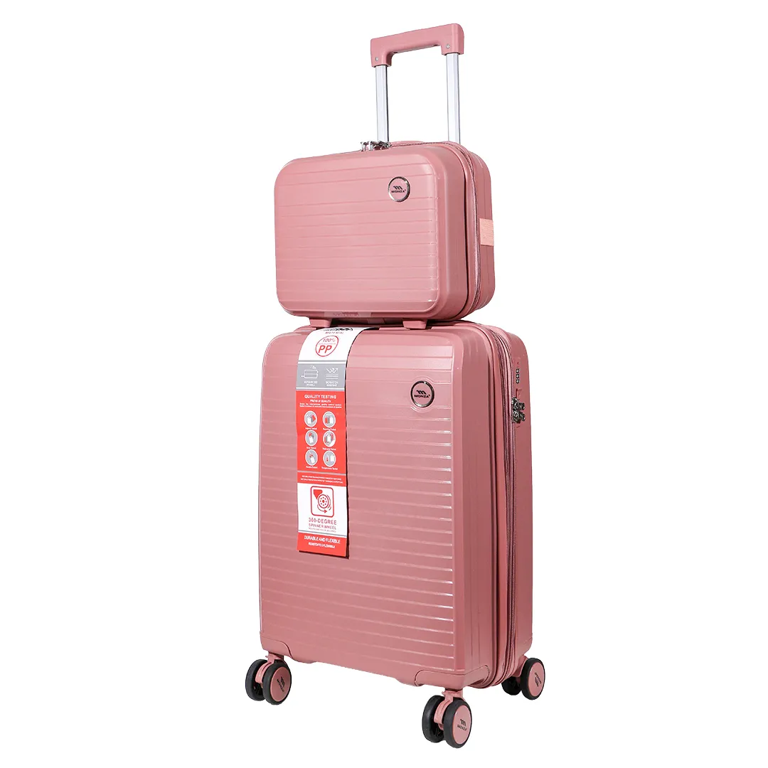 چمدان Monza مدل M-077-PP-SX سایز کوچک به همراه چمدان لوازم آرایشی