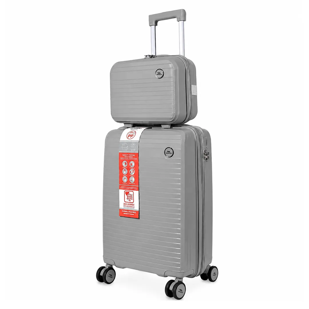 چمدان Monza مدل M-077-PP-SX سایز کوچک به همراه چمدان لوازم آرایشی