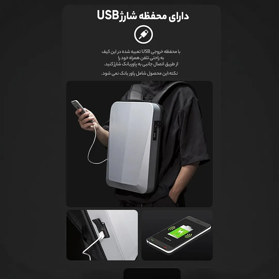 کوله پشتی لپتاپ Bange مدل BG-22201 با قفل و پورت USB