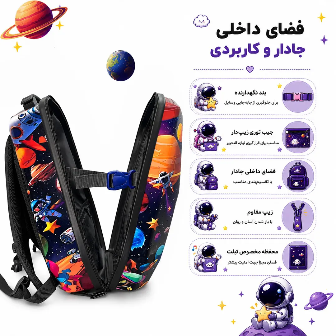 کوله پشتی مدرسه مدل MS1050 طرح فضانورد