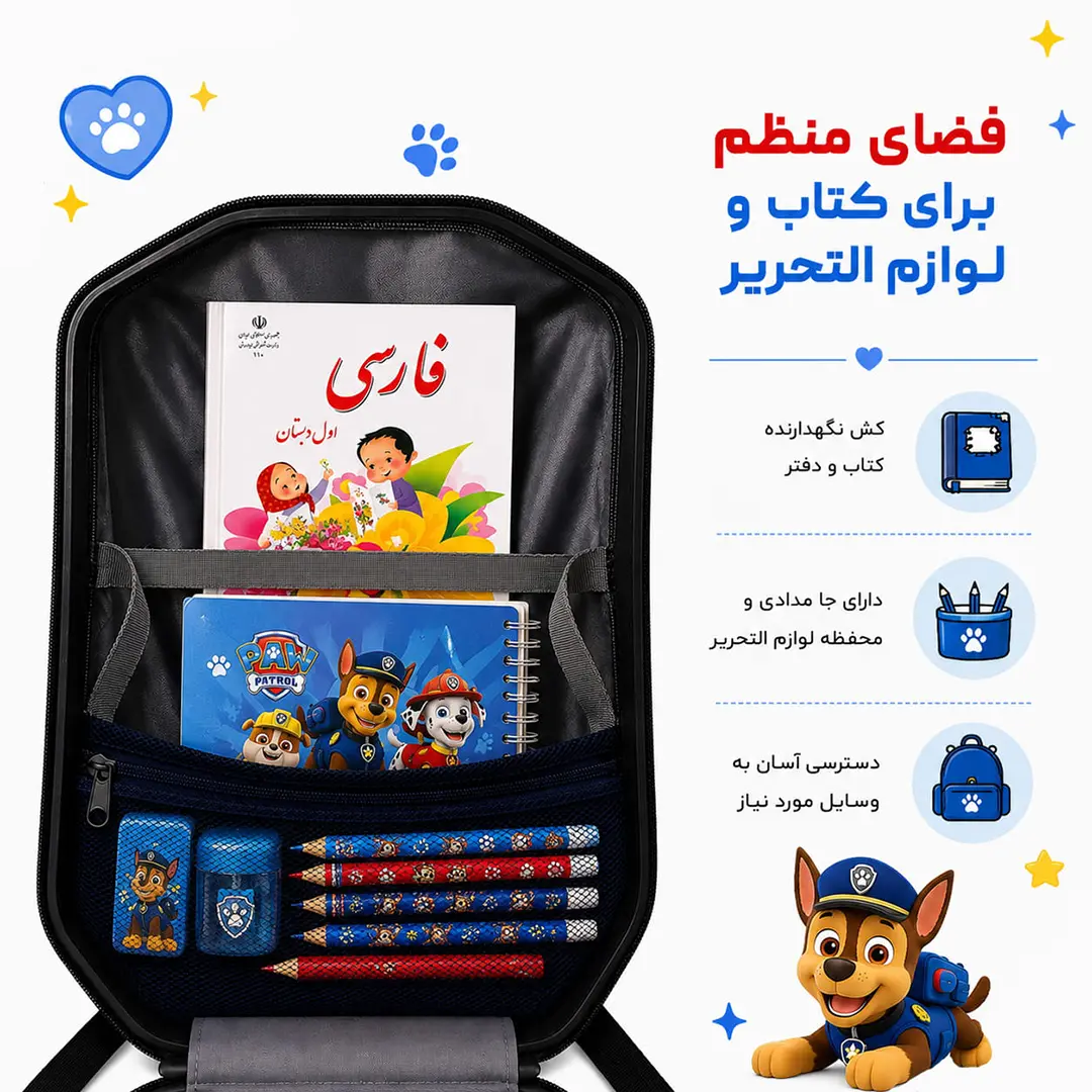 کوله پشتی مدرسه مدل MS1050 طرح سگ‌های نگهبان
