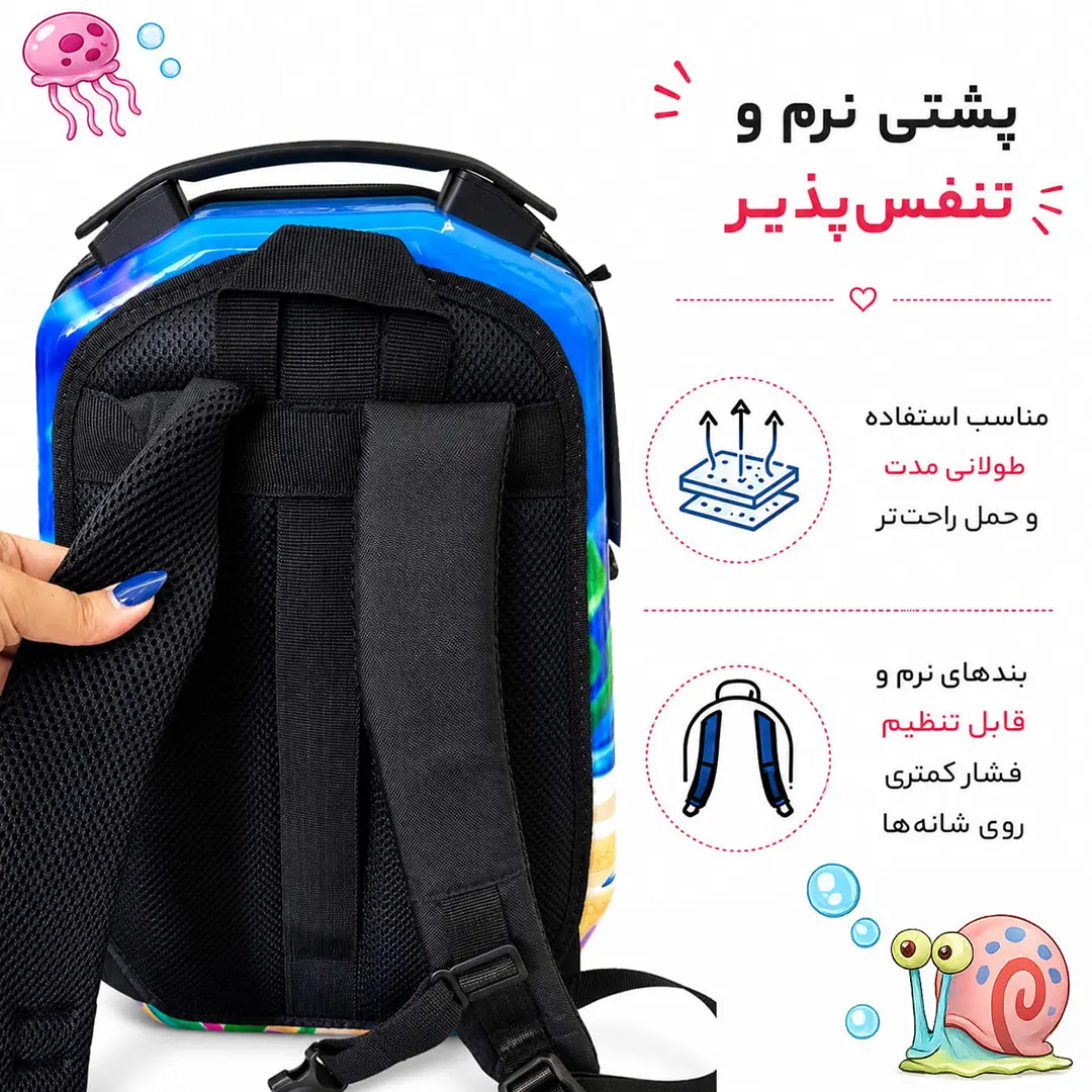 کوله پشتی مدرسه مدل MS1050 طرح باب اسفنجی