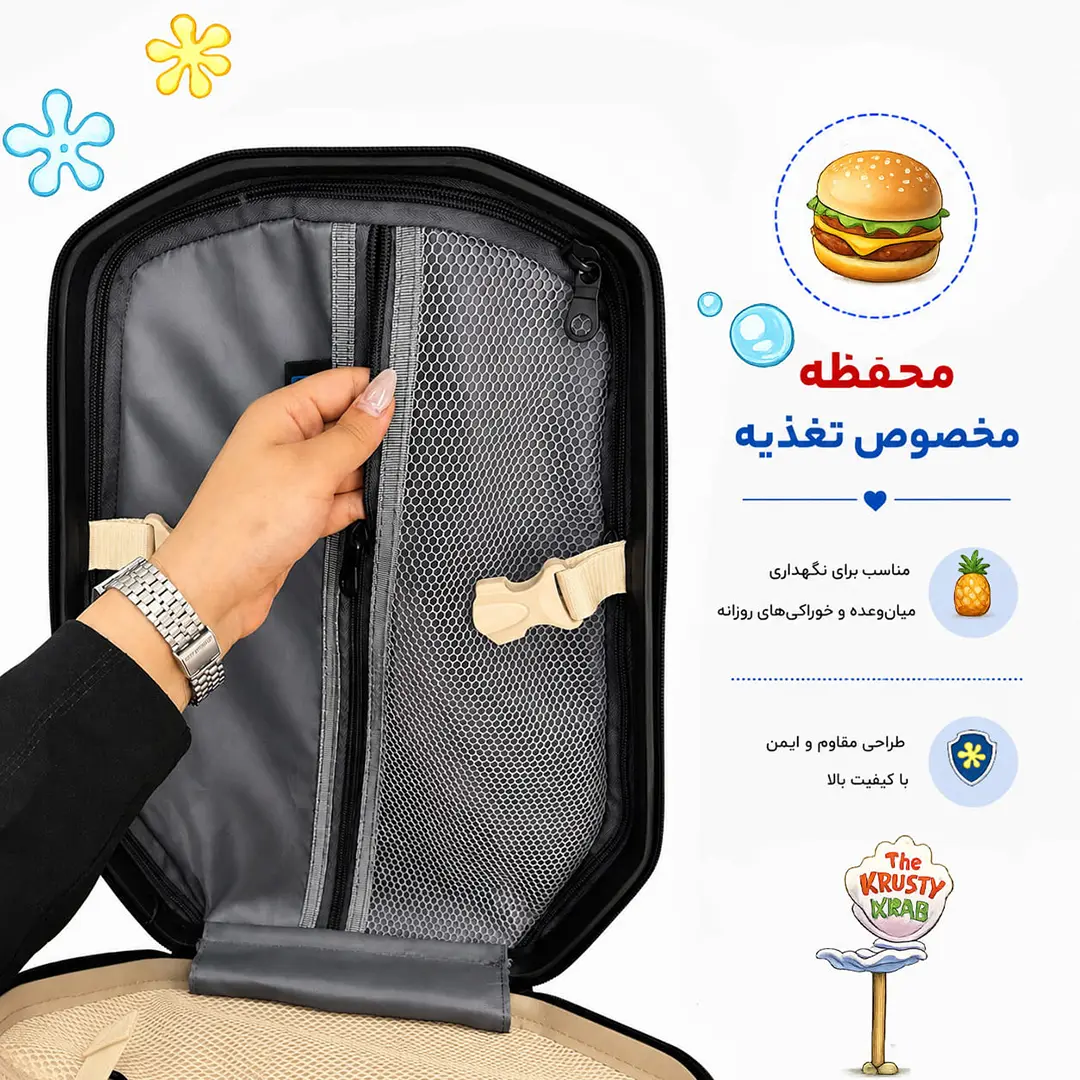 کوله پشتی مدرسه مدل MS1050 طرح باب اسفنجی