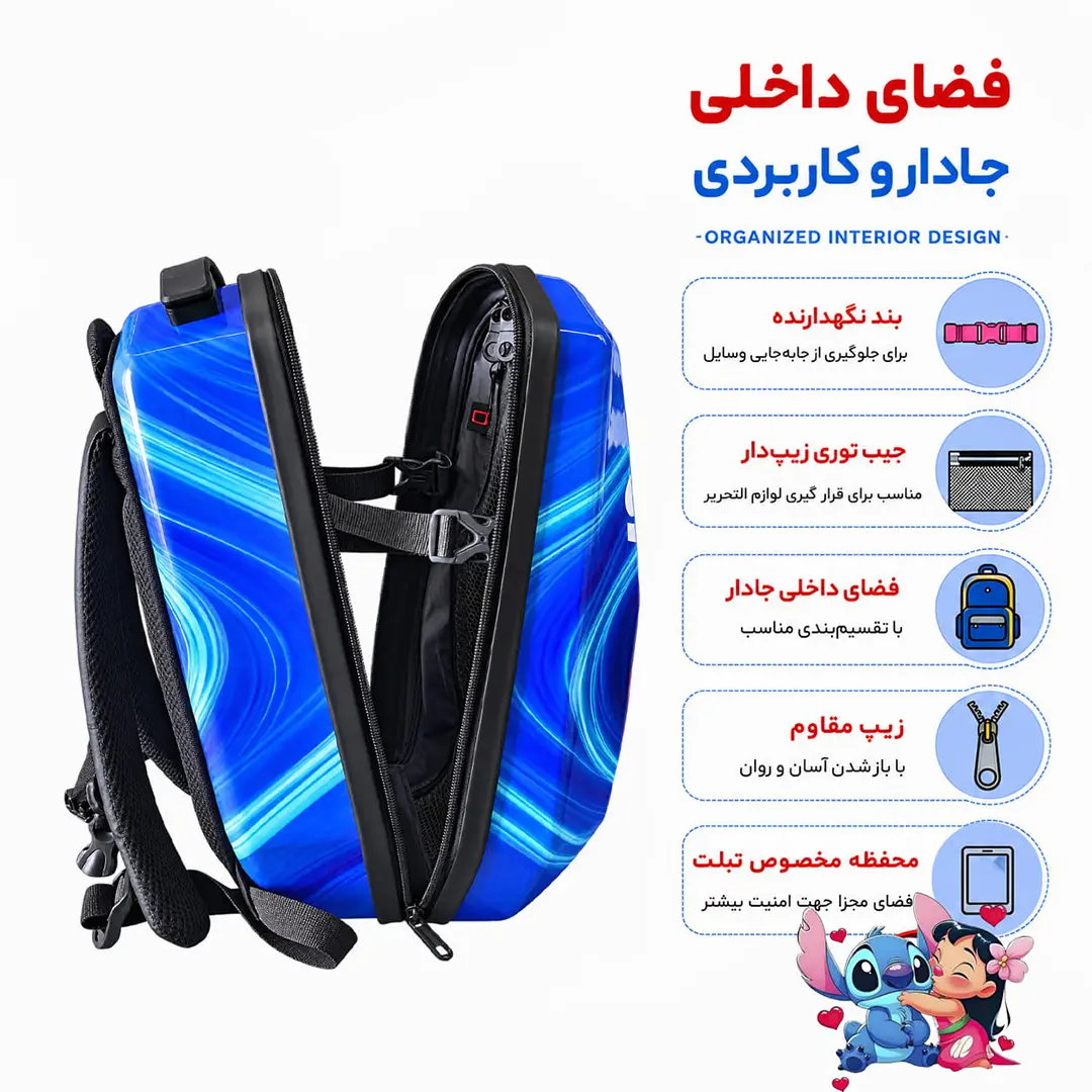 کوله پشتی مدرسه مدل MS1050 طرح استیج آبی