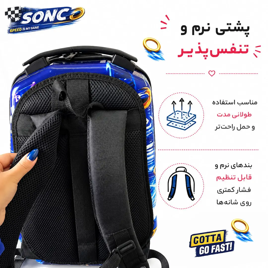 کوله پشتی مدرسه مدل MS1050 طرح SONIC