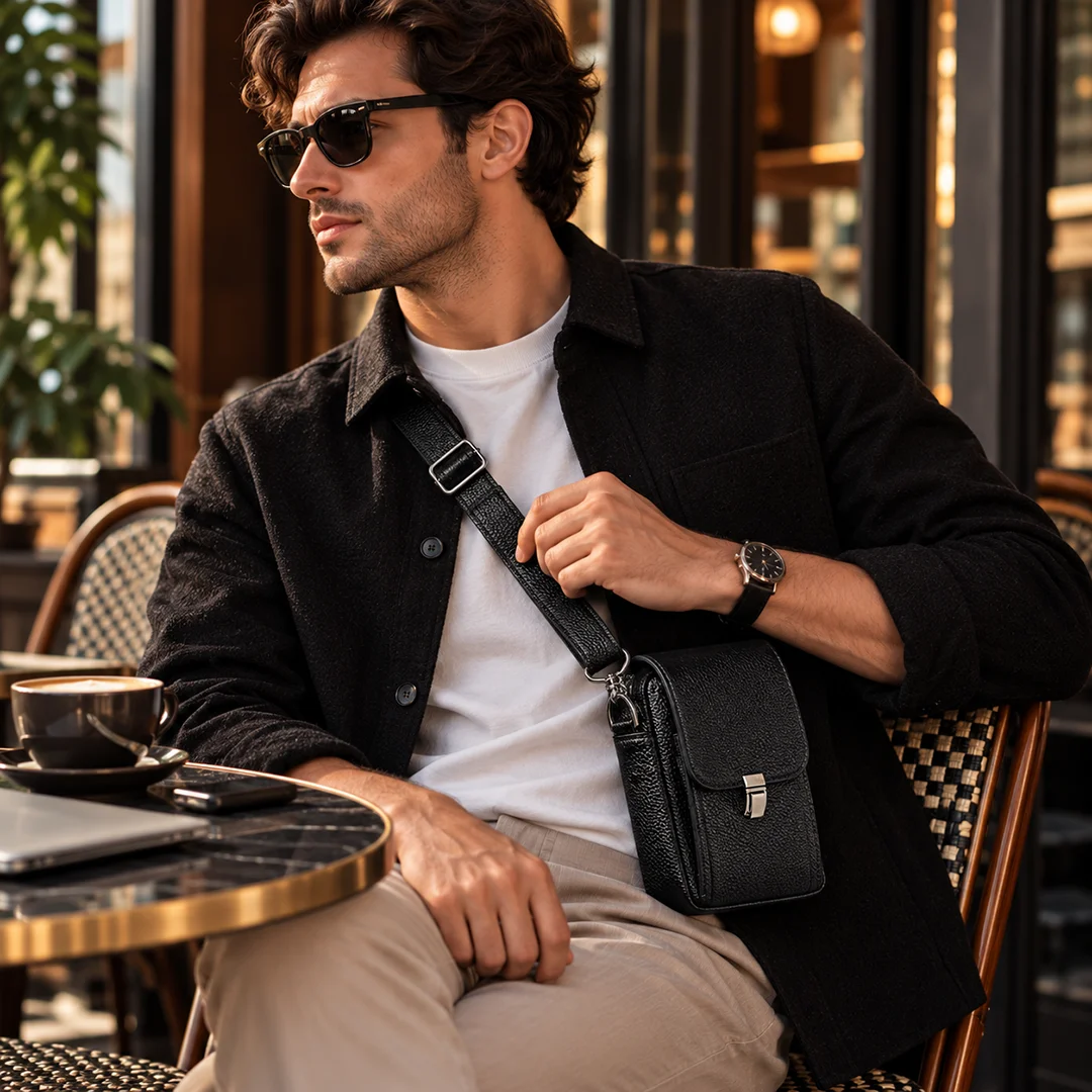 کیف دوشی چرم طبیعی L202