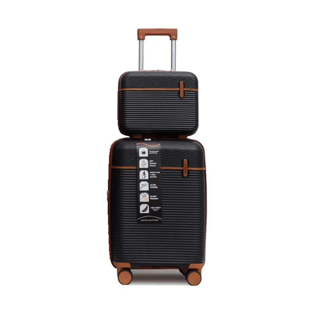 چمدان Monza مدل M-095-PP-SX سایز کوچک به همراه چمدان لوازم آرایشی